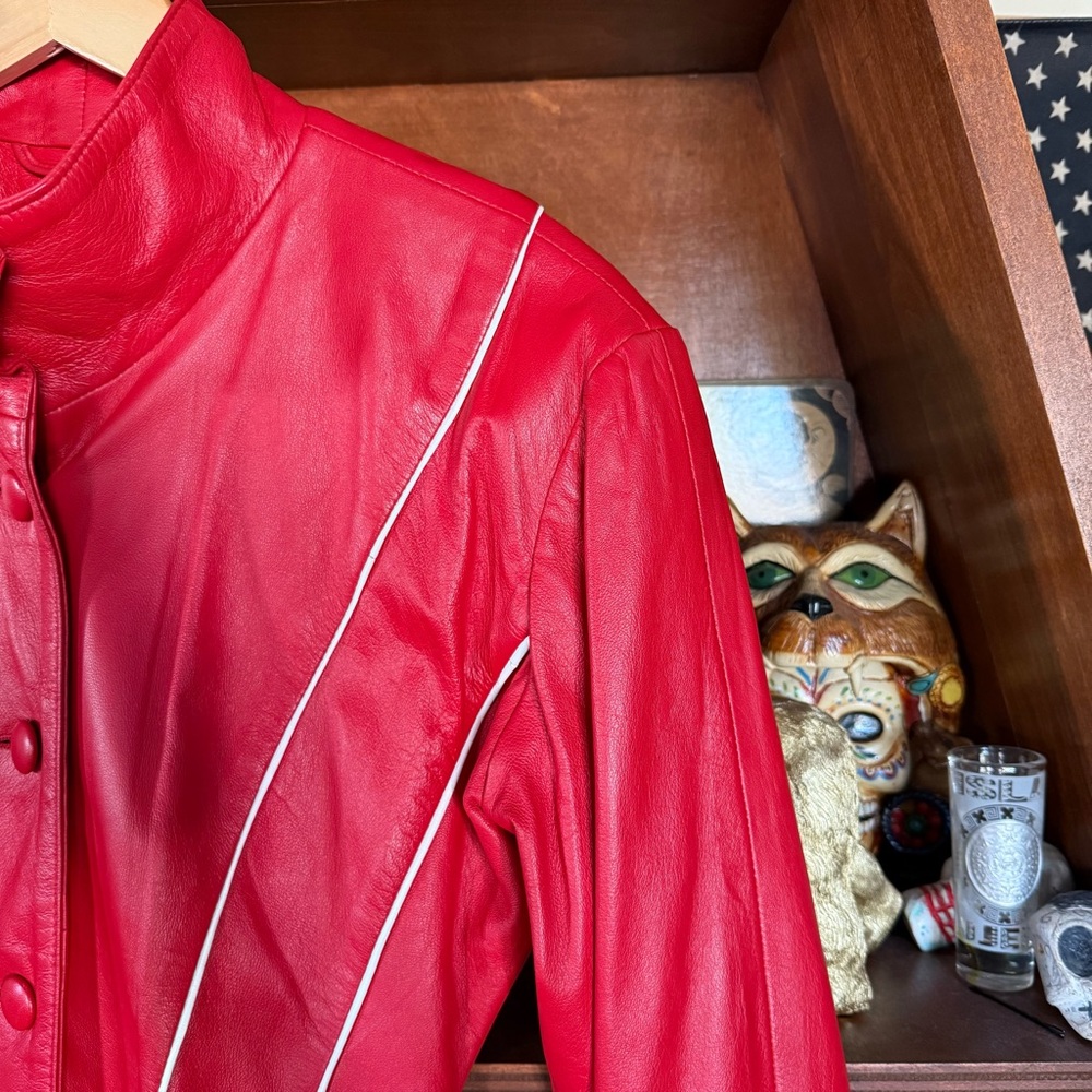 Vintage Lillie Rubin - Red Peplum Leather Jacket - Women’s 4 Small